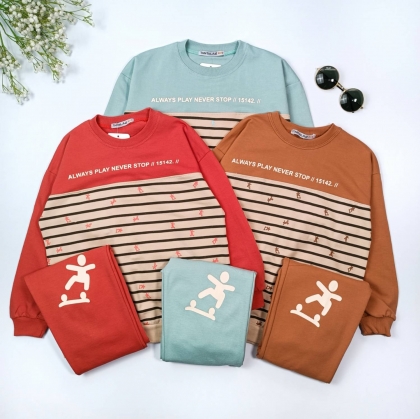 کد1162 ست بلوز شلوار پسرانه راه راه