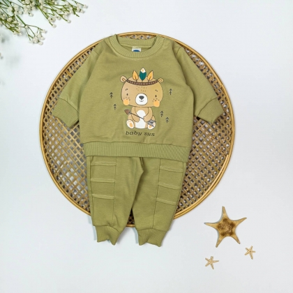 کد 1100 بلوز شلوار پسرانه طرح خرسی