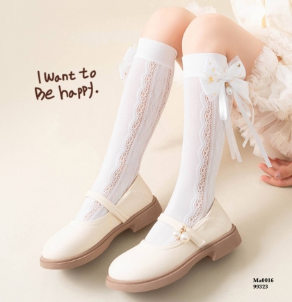 کد 1525جوراب  دخترانه پاپیون مرواریدی 