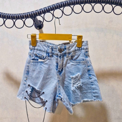 کد 1489شلوارک جین زاپدار دخترانه  