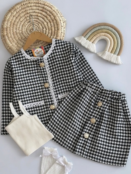 ک 1609 سه تیکه کت و دامن و تاپ دخترانه