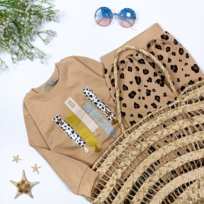 کد1164 ست بلوز شلوار دخترانه پلنگی 